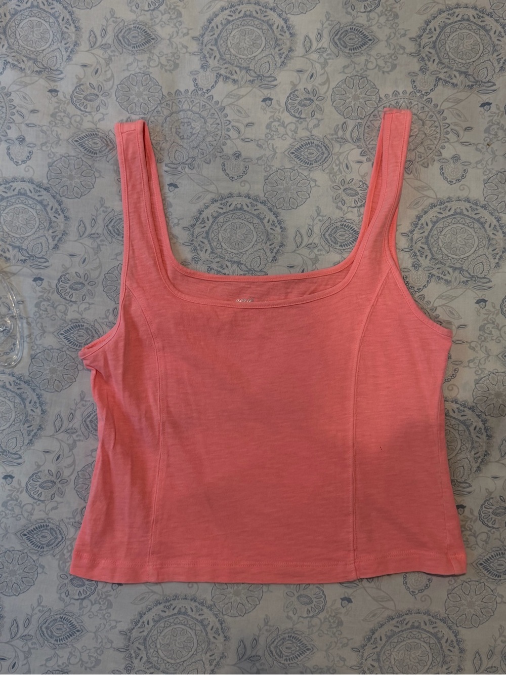 aerie Coral Square-Neck Crop Tank